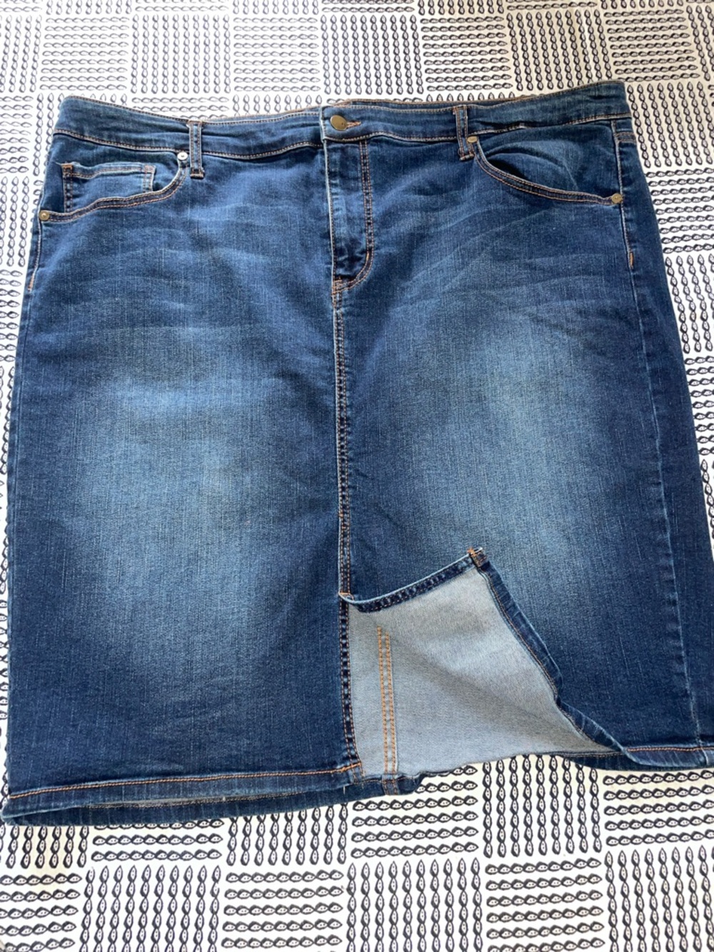 Ava & Viv Dark Blue Denim Straight Skirt